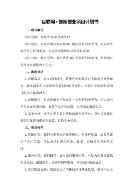 互联网计划书怎么写_互联网创业计划书模板
